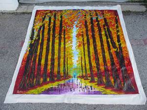 lot 121 image: Fine Wall Art By Gustavo Trujillo, New Orleans. Artist Signed- Autumn Trees, Acrylic painting on canvas, looseunframed