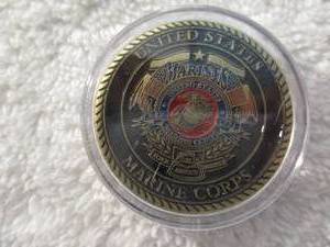 lot 134 image: New-Incapsulated-US Marine Corps Gold Plated Commemorative Collectors Coin