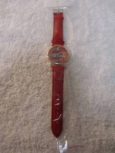 lot 137 image: NEW-Red Coca Cola Watch, With Red Leather Band