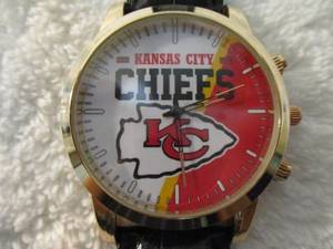 lot 148 image: NEW-Kansas City Chiefs, NFL Quartz Watch With Leather Band
