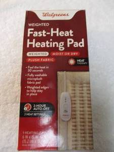 lot 151 image: Like New-Walgreens Fast-Heat Heating Pad, Weighted, Moist or Dry, Plush Fabric.