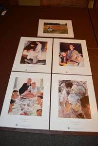 lot 23 image: 4 Norman Rockwell Prints and In Flanders Field Where Soldiers Sleep and Poppies Grow Print