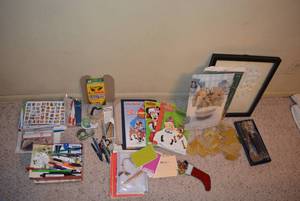 lot 31 image: Coloring Books, decorations, Serving Spoon and Fork, Lots of Stationery