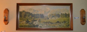 lot 39 image: Pair of Wall Sconces with Large Landscape Picture