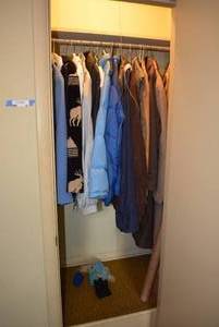 lot 46 image: Contents of Coat Closet Croft and Barrow XL, The Leather Shop 44 Reg, Old Navy, Cactus Flower Coats and Flag