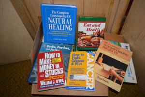 lot 59 image: Box of Books Woodworking Books, Cancer Fighting Books and More