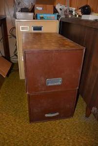 lot 85 image: 2 Drawer File Cabinet and 2 Cardboard File Holders