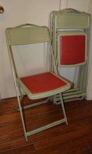 lot 91 image: Vintage Folding Chairs, Red Seat, Set of 4