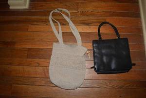 lot 98 image: Valerie Stevens Black Purse and Zippered Crochet Purse with Owl Pull