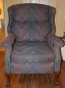 lot 137 image: Sam Moore Reclining Armchair, Button Trim, Claw Feet