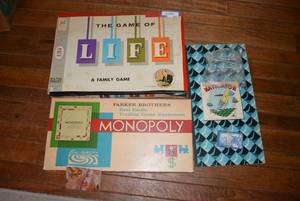 lot 151 image: Vintage Board Games Monopoly, Life and Navigator