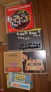 lot 136 image: Vintage Games Chinese Checkers, Chess, Backgammon, Password and Horse Shoe