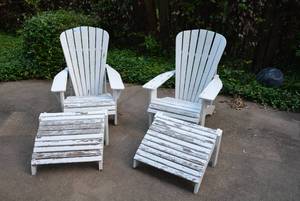 lot 273 image: Pair of Adirondack Chairs with Foot Rests as shown