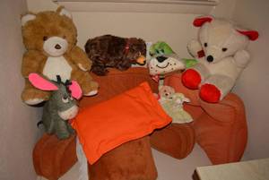 lot 230 image: Vintage Plush Eeyore, Teddy Bears and Pillows as shown