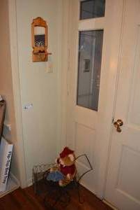lot 47 image: Decorative Wire Cart and Teddy Bear Plus Wooden Mirror Sconce