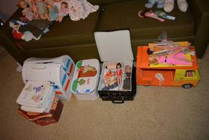 lot 246 image: Vintage Toys Mattel Camper, Barbies Friend Ship, Dolls and Clothes