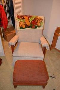 lot 269 image: Mid-Century Armchair and Storage Ottoman