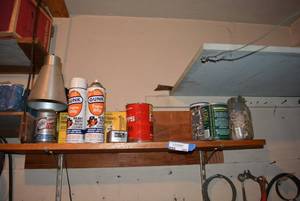 lot 306 image: Contents of Shelf Nails, Gunk Engine Cleaner