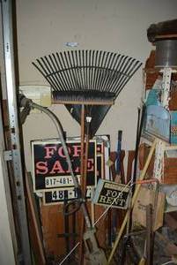 lot 325 image: idc 15 Weed Eater, Rake, Broom, Signs and Small Cart