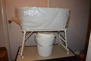 lot 227 image: Vintage Bassinet with Rolling Cart and Diaper Pail