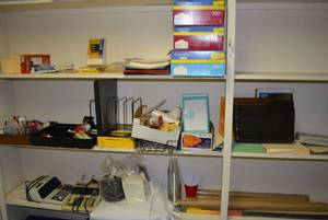 lot 13 image: Contents of Shelves Paper, Envelopes, Adding Machines and More