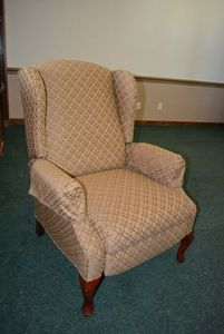 lot 67 image: Reclining Arm Chair, Gold Fabric