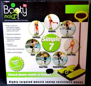 lot 8 image: BOOTY MAX MULTI DIRECTIONAL MUSCLE TONING RESISTANCE SIMPLE 7 WDVD, GUIDE (NIB)