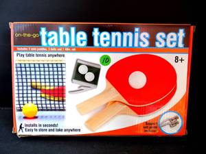 lot 10 image: PORTABLE TABLE TENNIS GAME SET - NIB