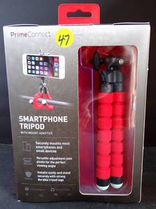 lot 47 image: Prime Connect Smartphone Tripod with Mount Adapter - Model# PCAS1001-RED - NIB