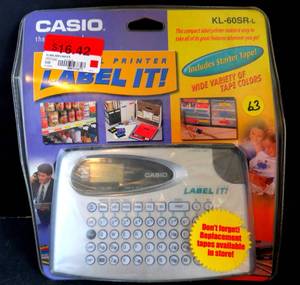 lot 63 image: Casio Label IT KL-60SR-L Compact EZ Label Printer with Starter Tape NEW
