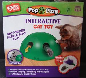 lot 69 image: Pop N Play Interactive Cat Toy, Motorized Peek-A-Boo Play with Mouse