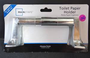 lot 102 image: MainStays Chrome Finish Toilet Paper Holder - NIP