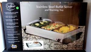 lot 145 image: Crofton 7.5Qt. Buffet Server with Warming Tray 3 Removable Containers 2.5qt Each