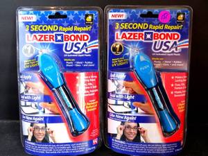 lot 151 image: Lazer Bond USA 3 second Rapid Repair Adhesive Repairs and Seals With UV Light (X2)