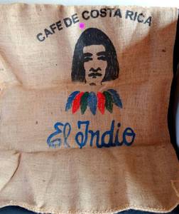 lot 165 image: HACIENDA LA MINETA EL INDIO COFFEE BEAN BURLAP SACK - COSTA RICA COFFEE (GREAT WALL HANGER)