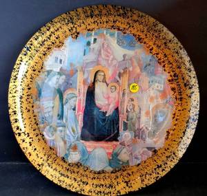 lot 185 image: BEAUTIFUL CUSTOM RELIGIOUS THEMED DISPLAY PLATE (LARGE) - HAND SIGNED (UNIDENTIFIED)