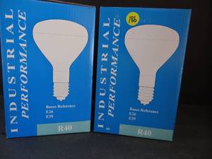 lot 186 image: INDUSTRIAL PERFORMANCE 375R40 RED (HEAT) LIGHT BULB (X2)