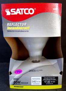 lot 194 image: SATCO 65 Watt - BR40 Incandescent Light Bulb - NEW