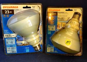 lot 197 image: SYLVANIA 23 W ENERGY SAVING FLOOD LIGHT (REPLACES 75 W) - SAVE $41YR (X2)