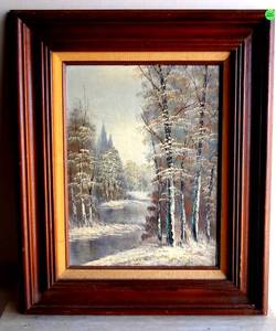 lot 206 image: ORIGINAL OIL PAINTING SIGNED STEPHEN IN VINTAGE WOOD FRAME (BACK DATED 1983 FT WORTH) - approx 16 x 22