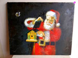 lot 211 image: ORIGINAL OIL PAINTING - SANTA CLAUS - GREAT DETAIL - MEASURES 20 X 24