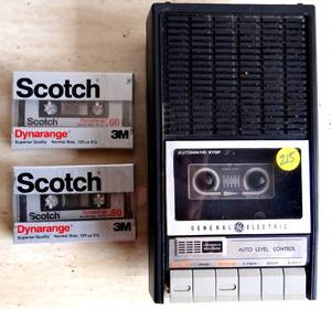 lot 215 image: VINTAGE GENERAL ELECTRIC TAPE RECORDER (WITH 2 UNOPENED CASETTES) - MODEL 3- 5906B