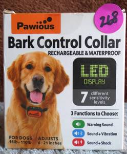 lot 268 image: PAWIOUS BARK CONROL COLLAR - LED DISPLAY AND 7 SETTINGS - NEW