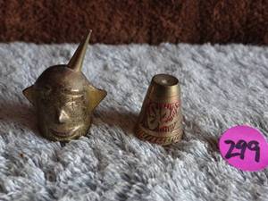 lot 299 image: LOT OF 2 BRASS THIMBLES