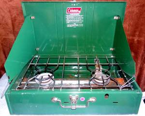 lot 191 image: Vintage Coleman 413G Two Burner Camping Stove