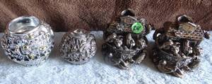 lot 201 image: Rare VINTAGE LEBITSKI .925 Sterling Silver Plated JERUSALEM Globe Sculpture, 2 X NOAHS ARC - Stamped .925 & another religious themed sterling ball (4 x money)