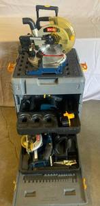 lot 1 image: Portable Ryobi Model SPC18 Cordless Multi Tool Combo Unit
