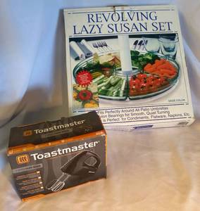 lot 77 image: Stotter and Norse Revolving Lazy Susan Set Toastmaster 5 Speed Hand mixer