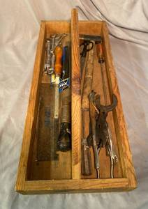 lot 111 image: Wooden Carrying Tray with Misc. Tools
