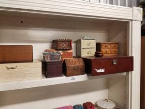 lot 20 image: Shelf Lot - Wood boxes